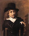 Frans Hals Canvas Paintings - Seated Man Holding a Branch